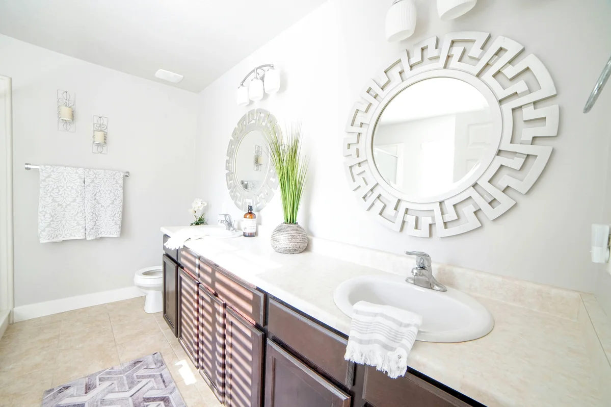 A well-organized bathroom featuring a DIY toilet paper holder A well-organized bathroom featuring a DIY toilet paper holder