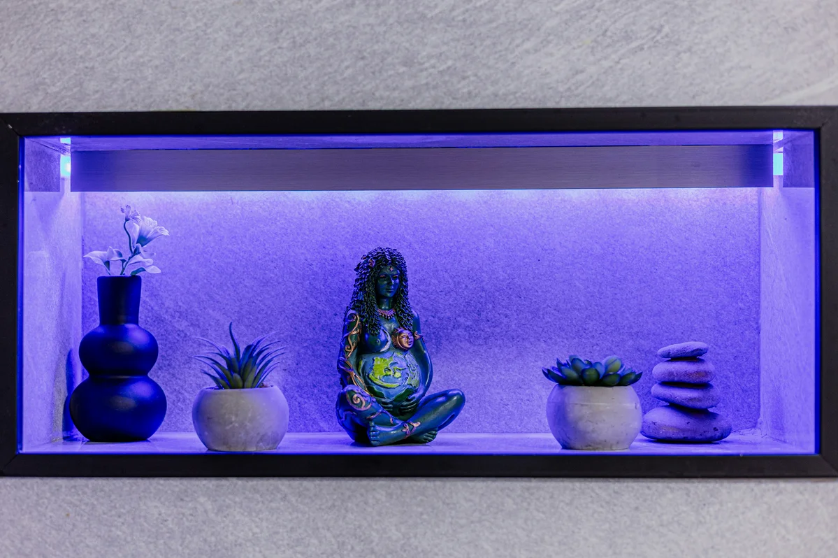 A wellness-focused home space featuring plants and natural light A wellness-focused home space featuring plants and natural light